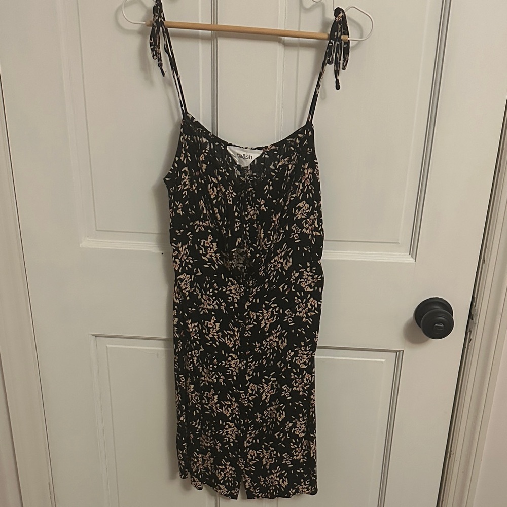ba&sh Black Mini Dress with Blush Floral Print
